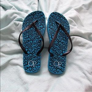 Worn Once! Blue Flip Flops!